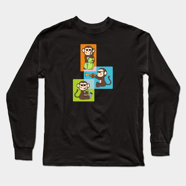 Jazz Monkeys Long Sleeve T-Shirt by MonkeyMade